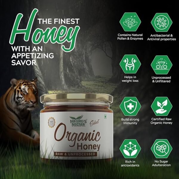 Nature's Nectar Raw Organic Honey 400g | 100% Pure NMR Tested | Raw and Unprocessed - Image 2
